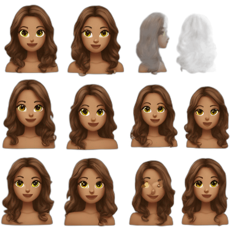 femme grande cheveux marrons les yeux verts et les levres epaisses emoji