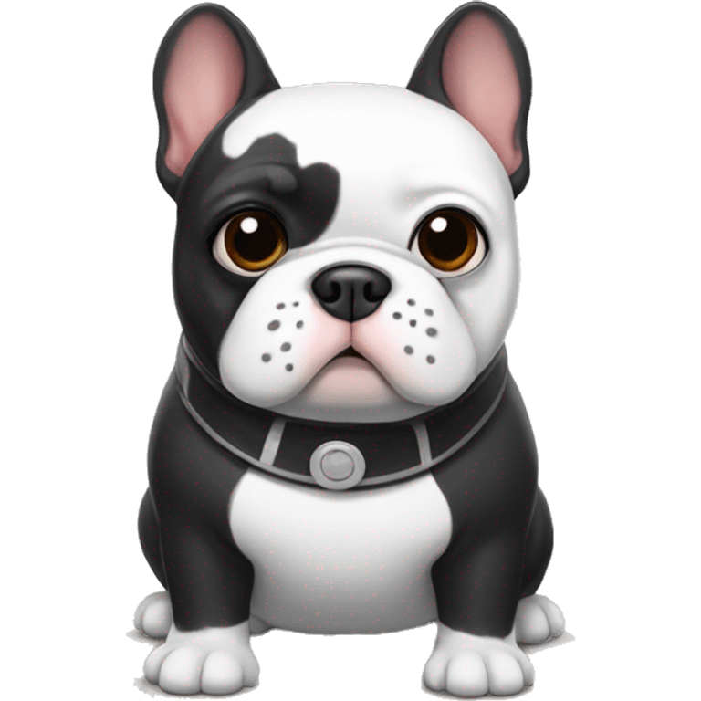 Black & white frenchie with baymax costume emoji