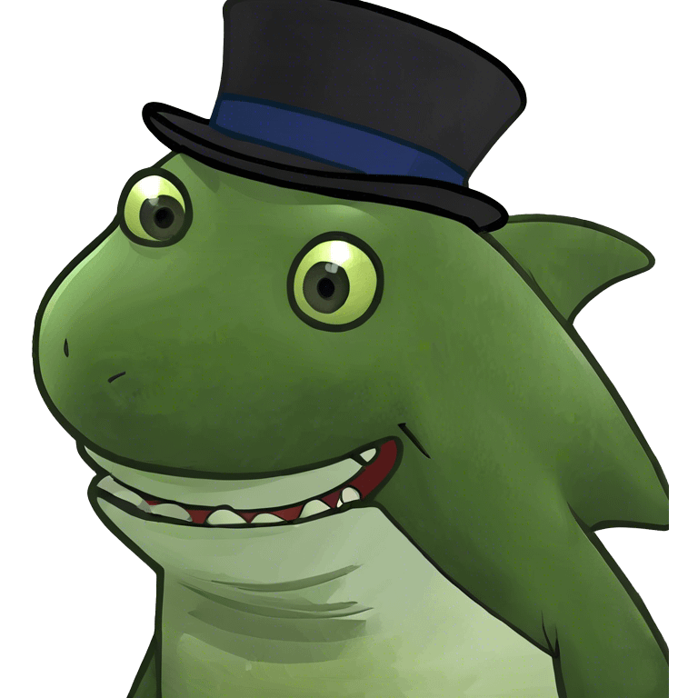 Shark with a top hat emoji