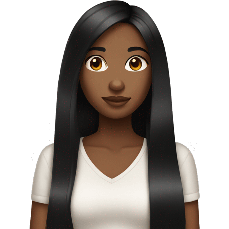 Beautiful Brown skin girl with straight black hair emoji