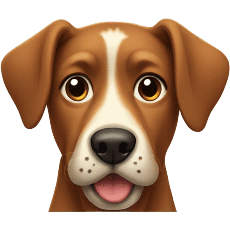 brown dog with floppy ears, a big nose and a big "W" on his chest. emoji