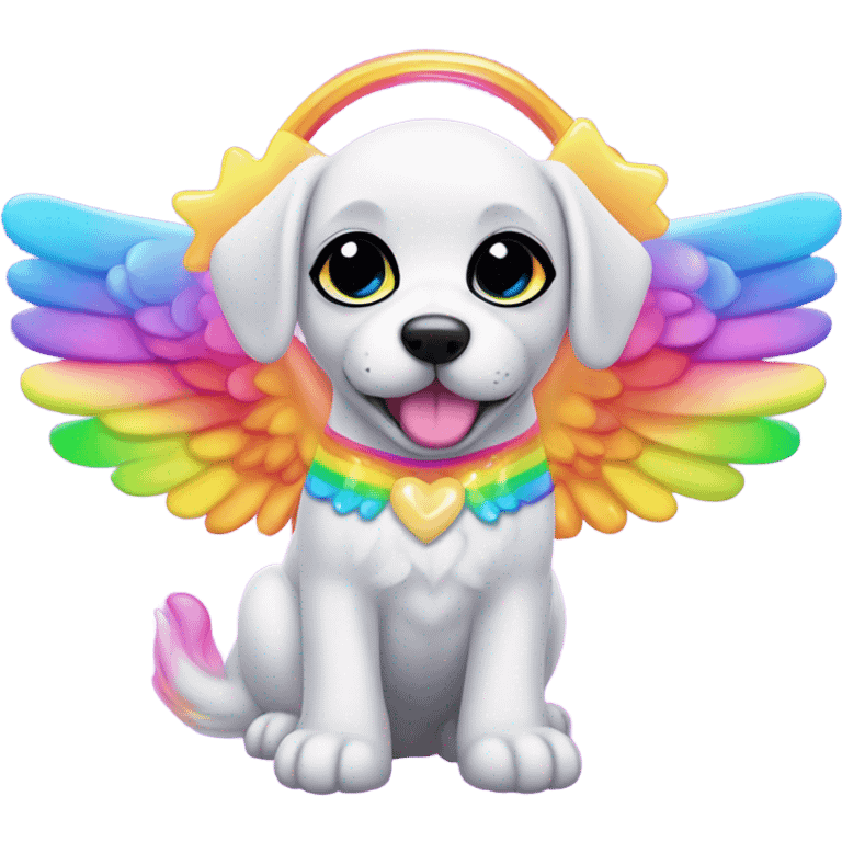 Lisa frank rainbow puppy with angel wings emoji