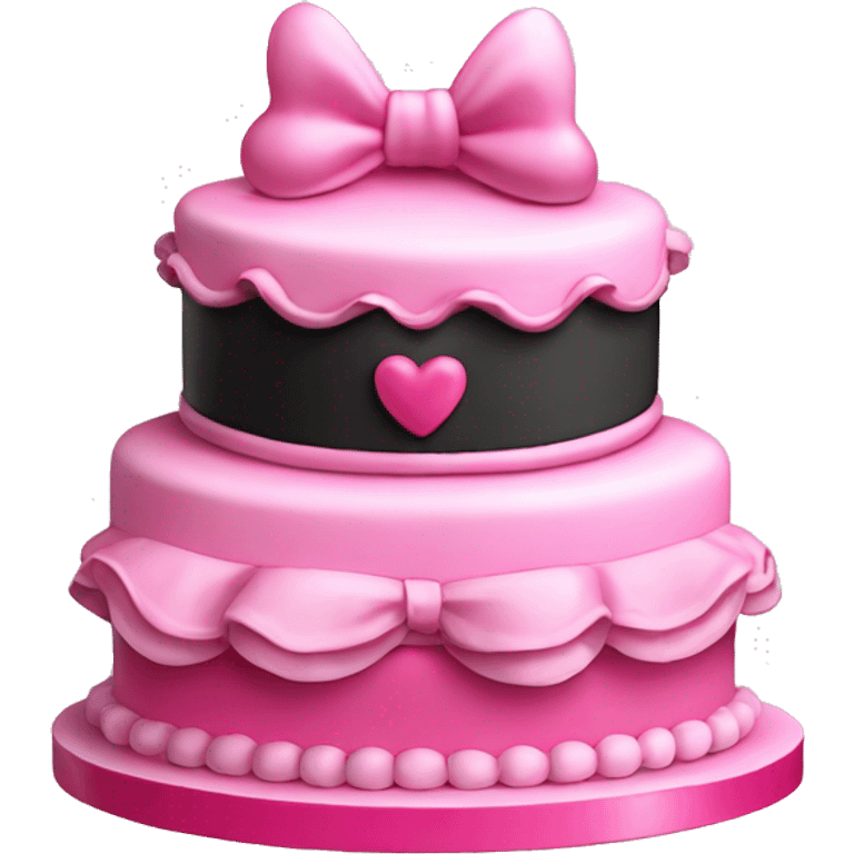 Birthday cake ruffles bows pink coquette black pink vanilla three tier heart shaped emoji