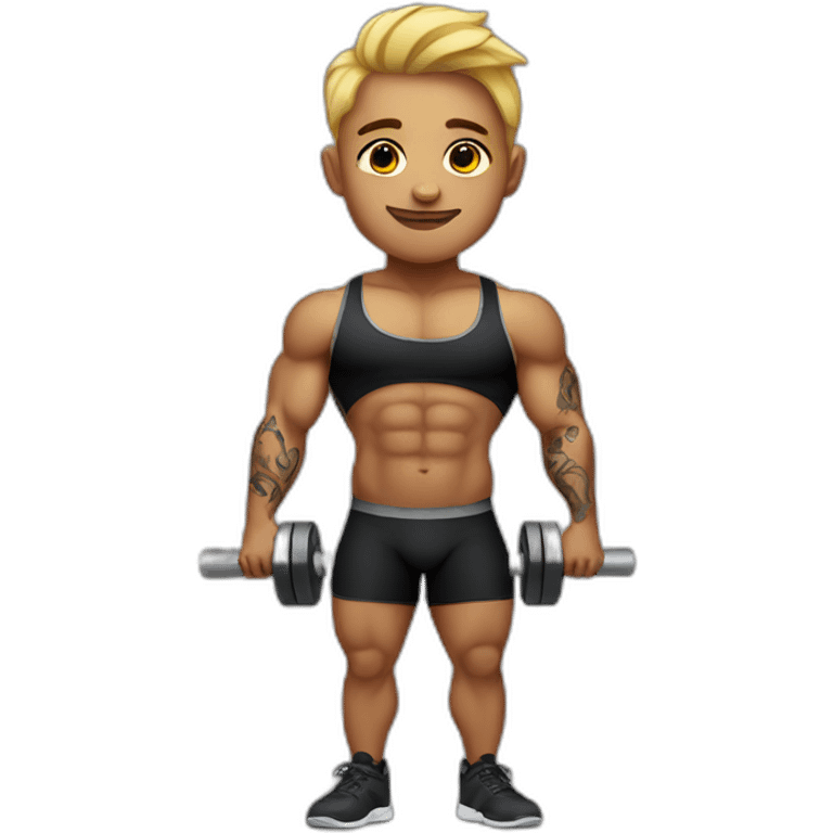 Cute weight lifter with tattoos emoji