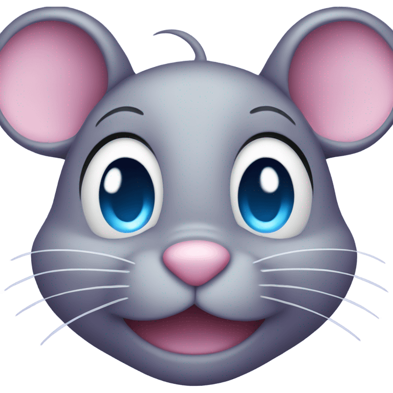 Cute smiling purple mouse with blue eyes emoji