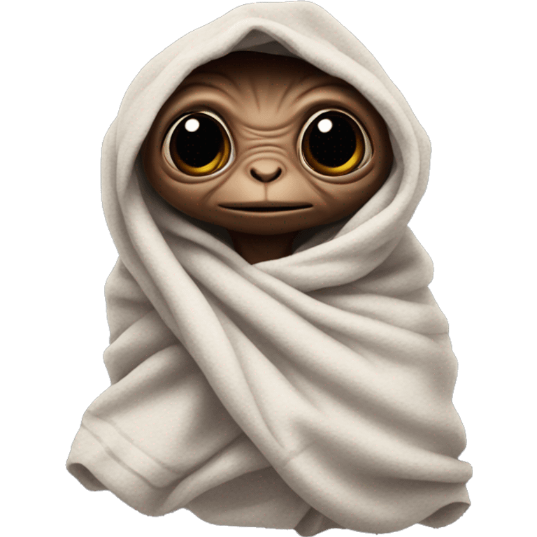 E.T. wrapped in a blanket like a baby emoji