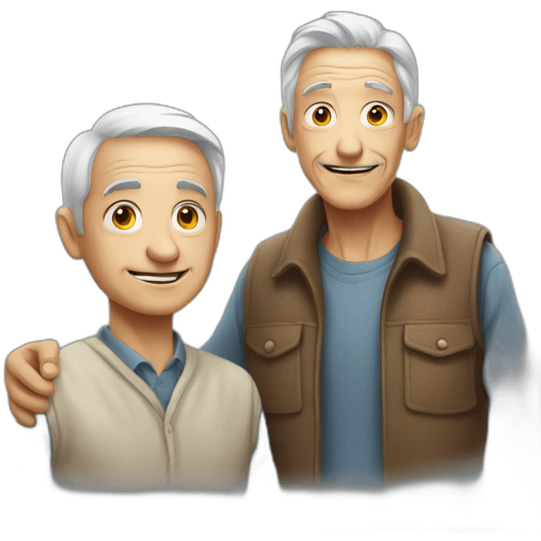 young man helping old man emoji