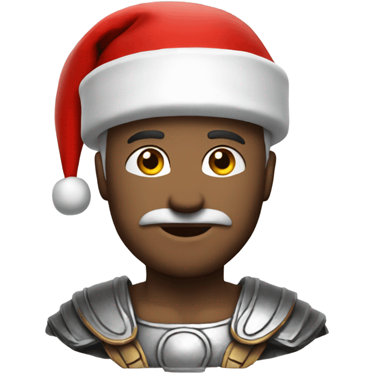 white spartan male wearing red santa hat emoji