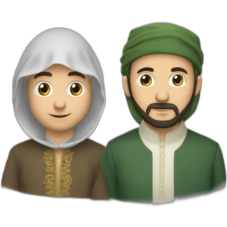 deux frères musulman un a côté de l’autre juste leur tête  emoji