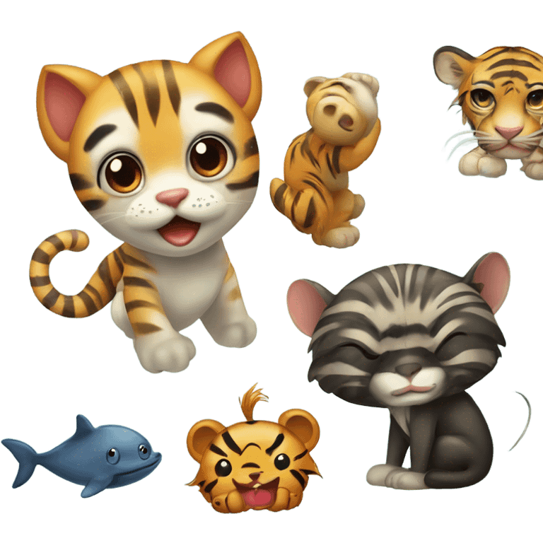 Whale tiger monkey kitten emoji