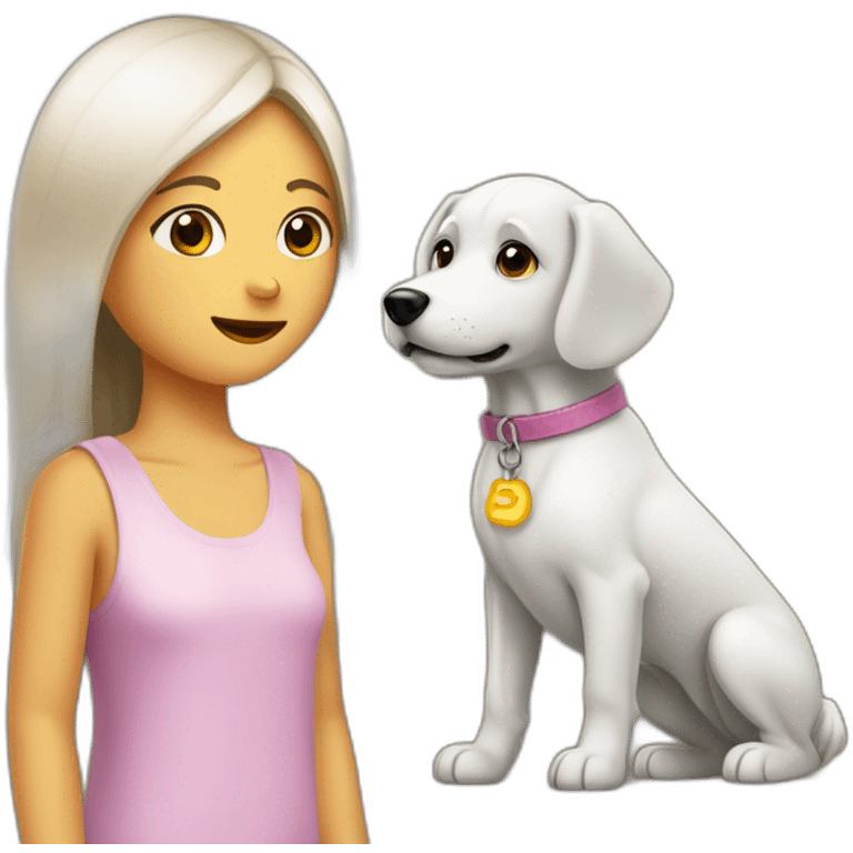 chien émerveillé devant une fille emoji