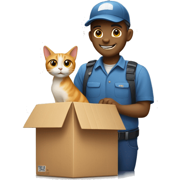 cat with delivery man emoji