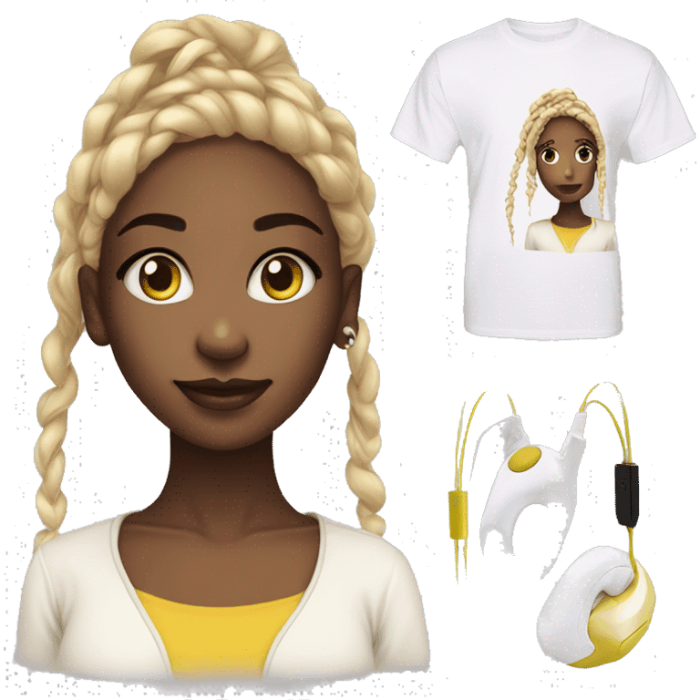 face earphones black girl y2k shirt emoji