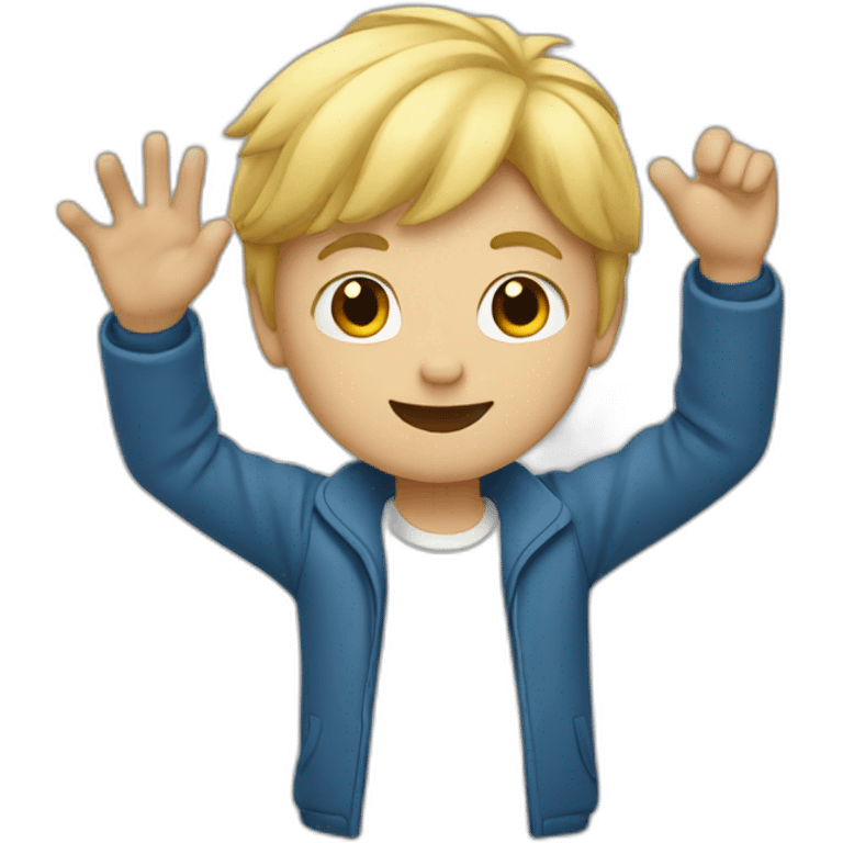 boy with blond hair waving hand emoji