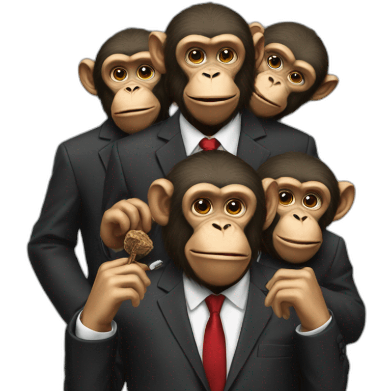 3 monkeys with suits and cigars emoji