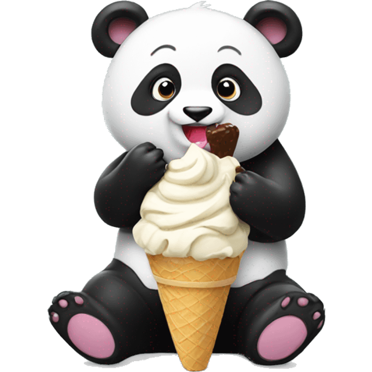 Panda eating ice cream emoji