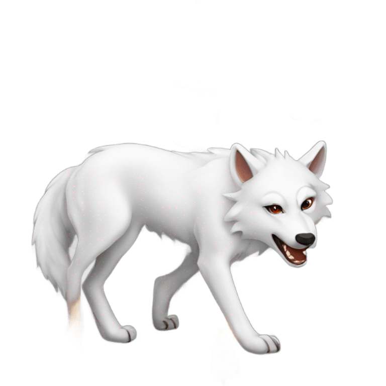 white she-wolf with burning candles emoji