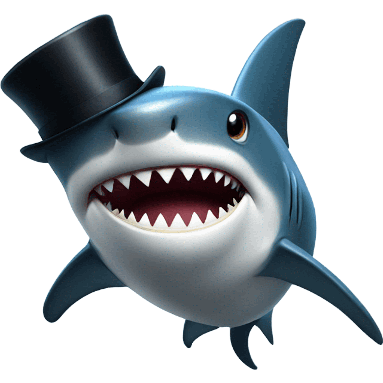 Shark with a top hat emoji