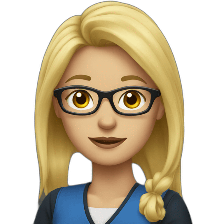 Teacher blonde hair with glasses and poining blackboard emoji