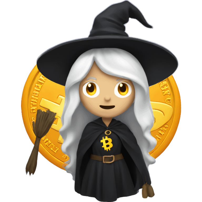 Witch with bitcoin, white skin, white hair  emoji