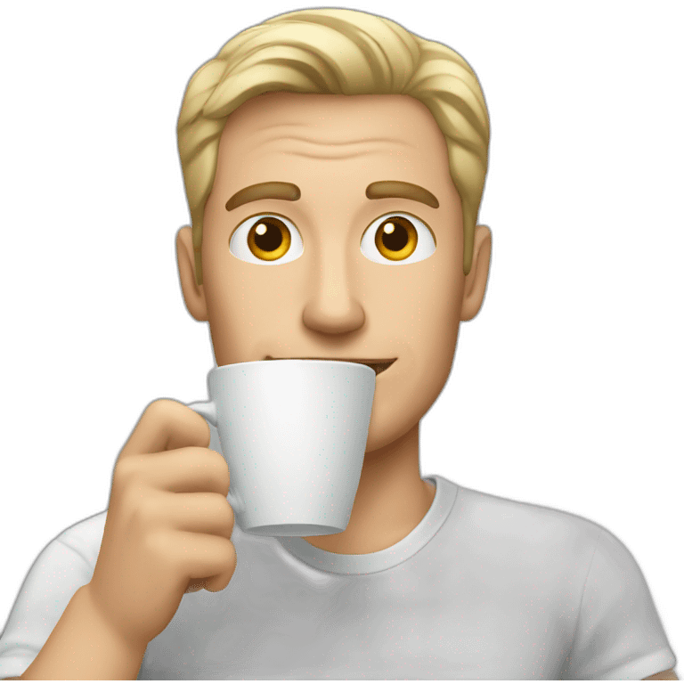 white man drinks coffee emoji