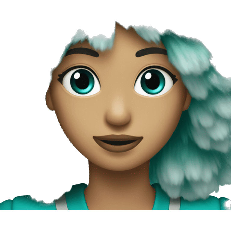 teal and silver pom poms emoji