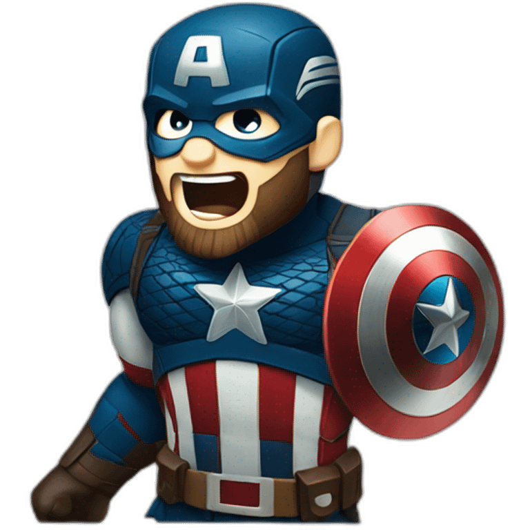 Bearded Captain america laught emoji