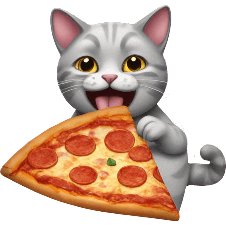 Cat eating a pizza emoji