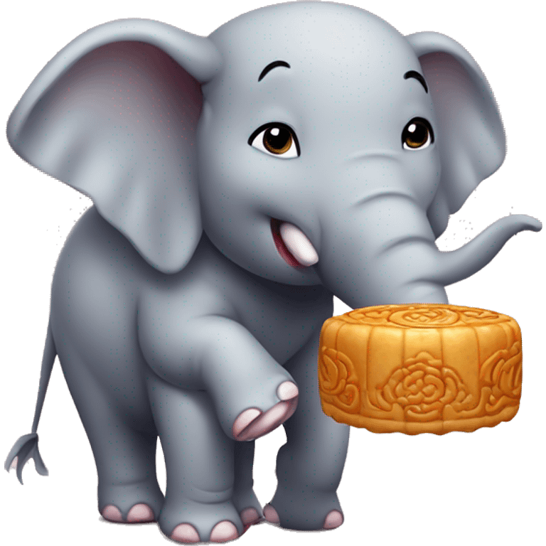 Elephant with a mooncake emoji