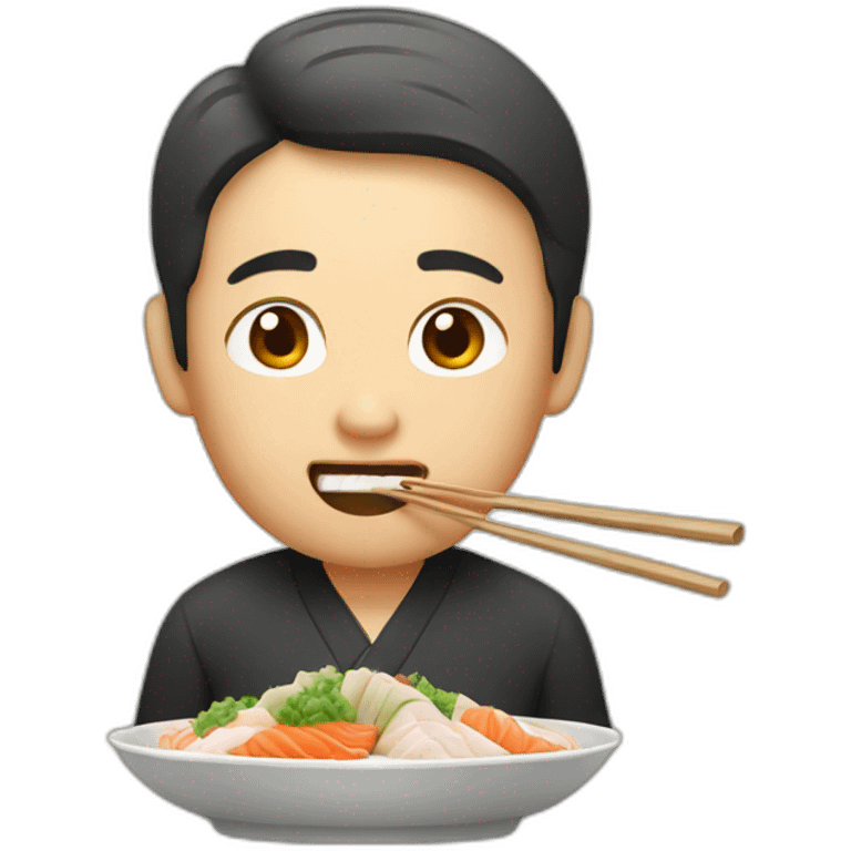 Asian man eating sushu emoji