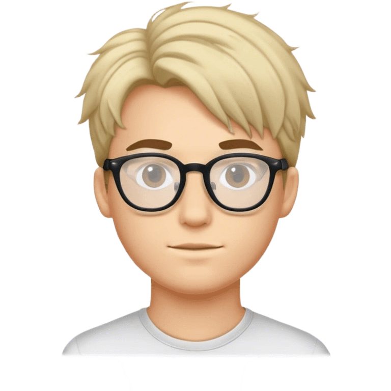 A young man with a lock of hair wearing glasses emoji