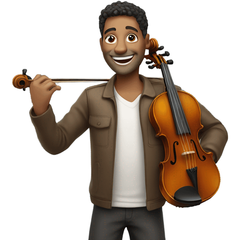 happy guy with violin in mouth emoji