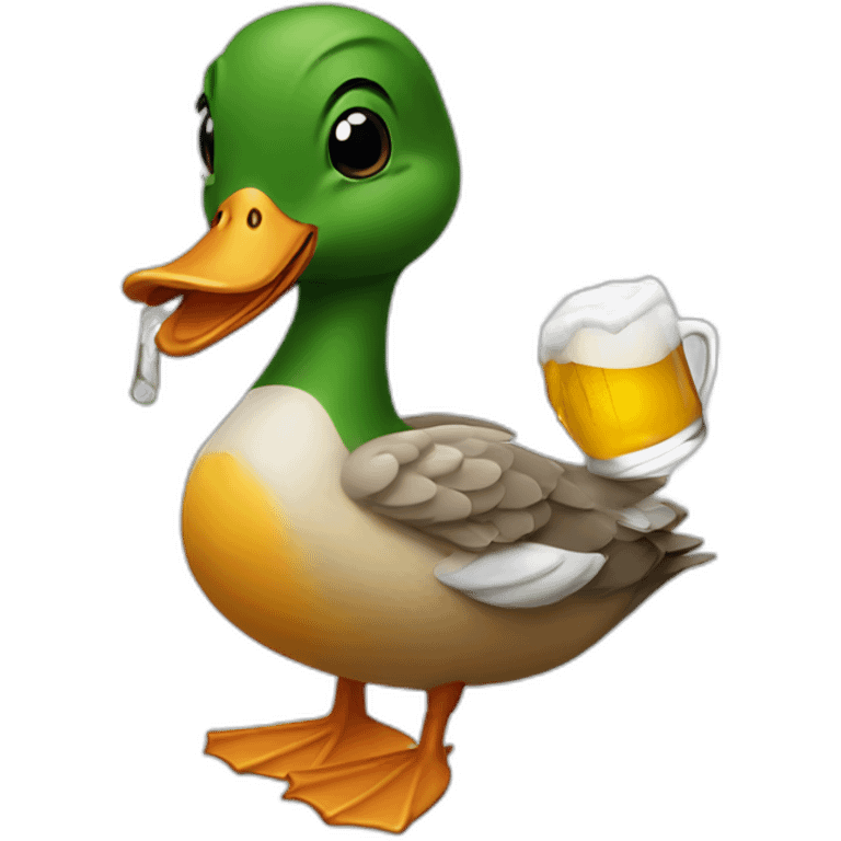 Duck drinking beer emoji