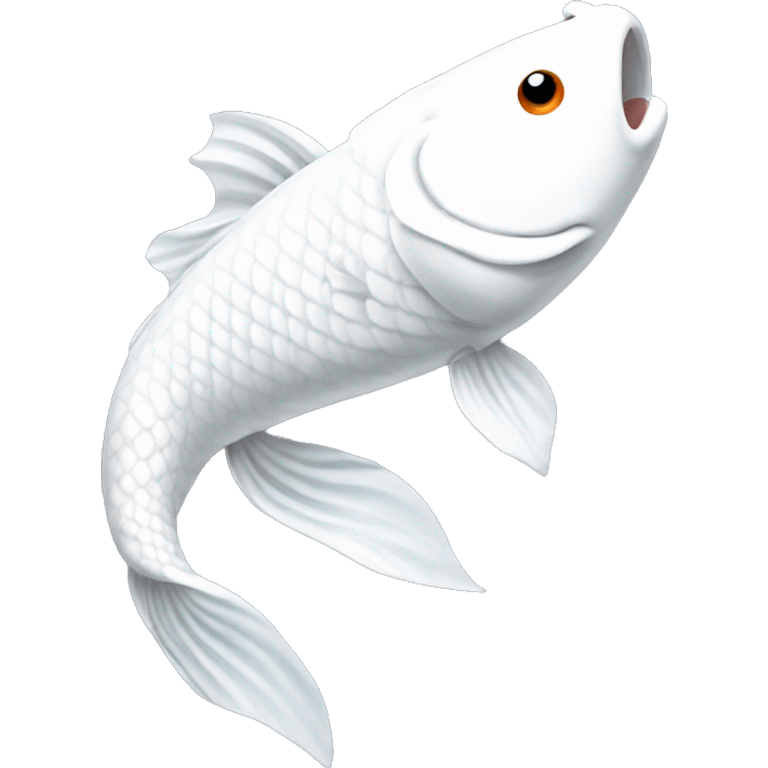 The face forward of an All white koi fish with long flowing fins emoji