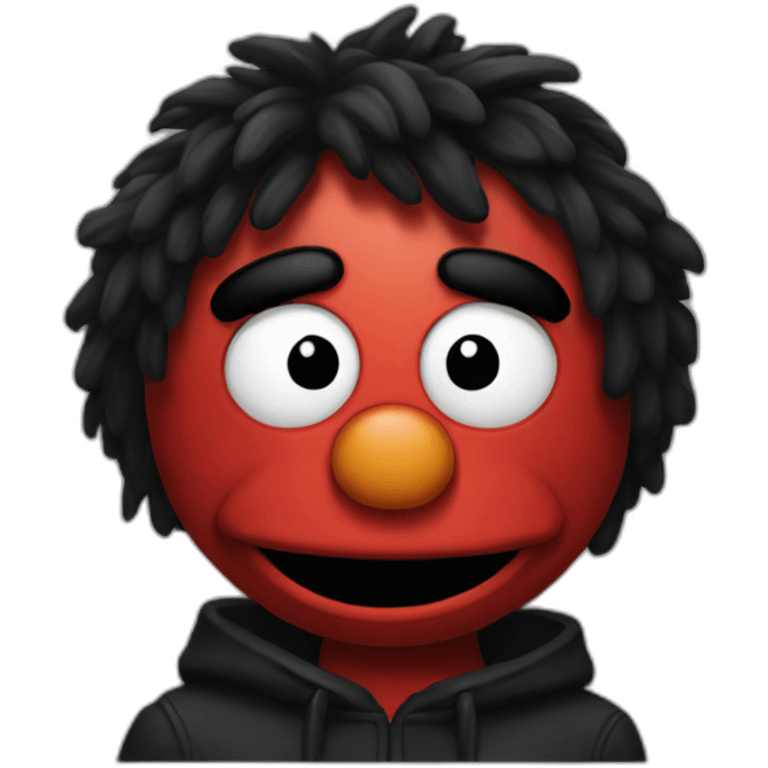 Elmo with black emo hair emoji