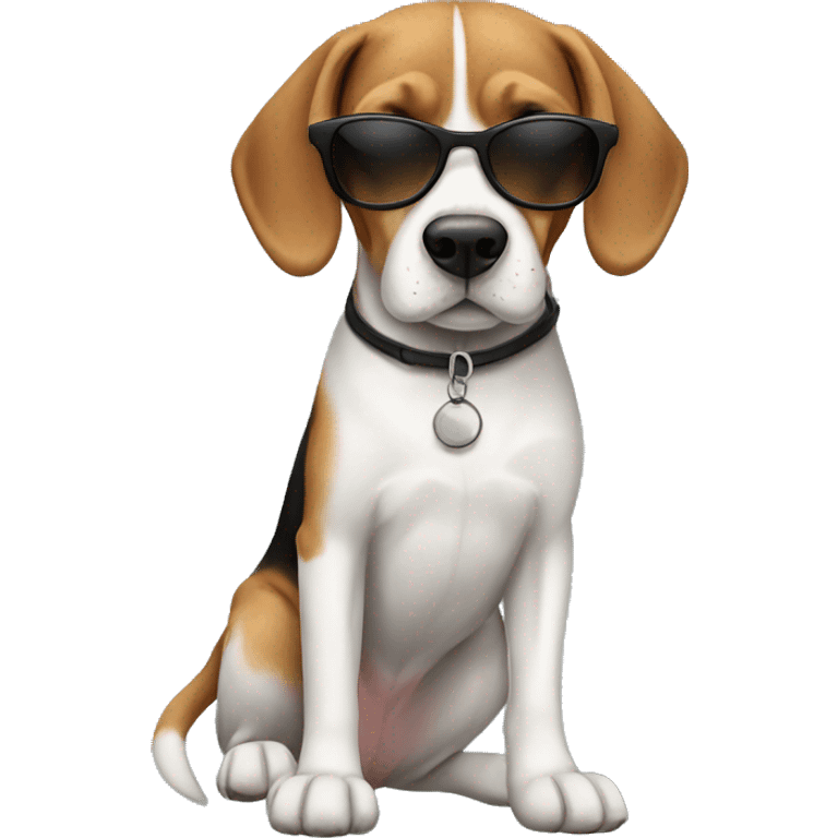 Dog breed beagle with sunglasses emoji