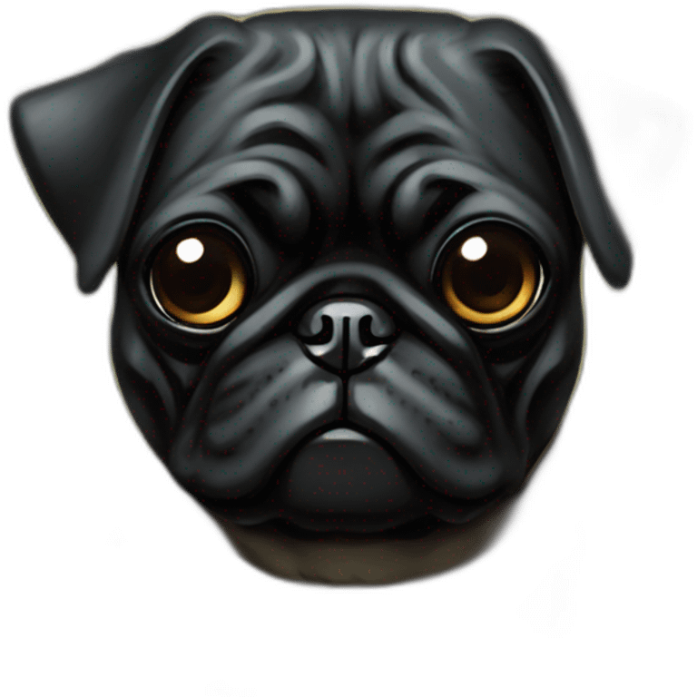 A cyberpunk black pug in Art Nouveau style during 1910 emoji