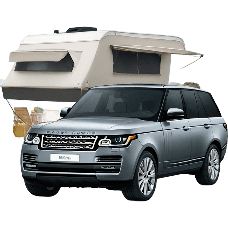 Grey Range Rover with a Leader Gold LE Caravan emoji