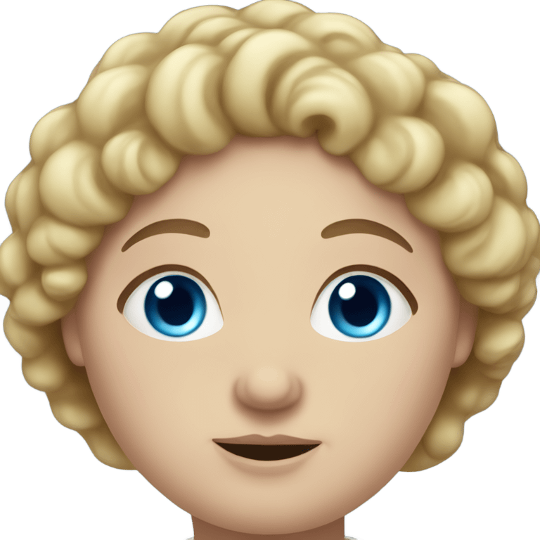 White obese woman with curly hair and blue eyes emoji