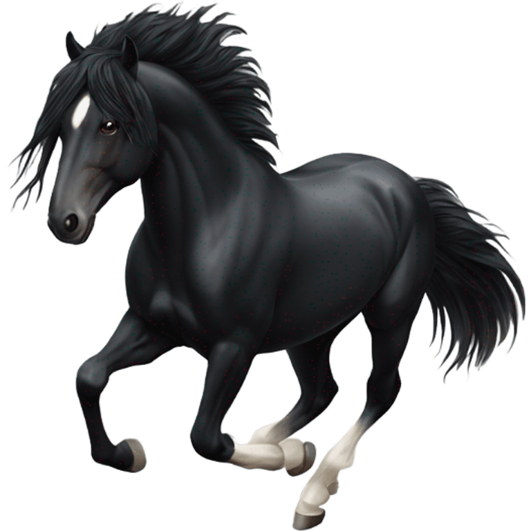 Realistic Running black horse long hair wings  emoji