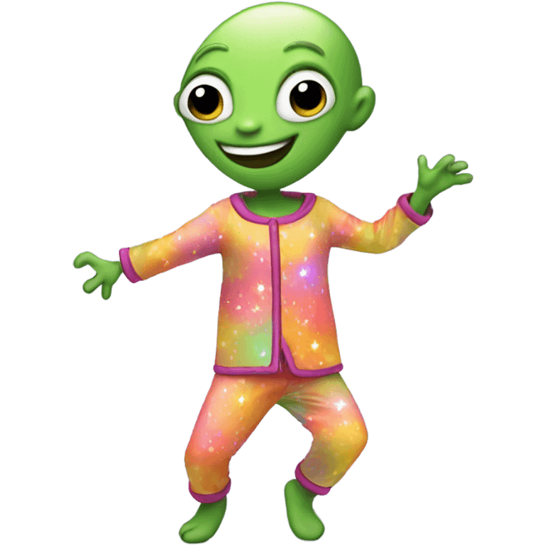 Alien dancing wearing pajamas emoji