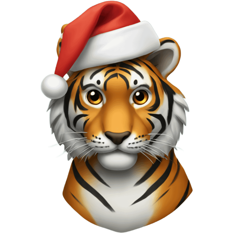 Tiger wearing a Christmas hat  emoji