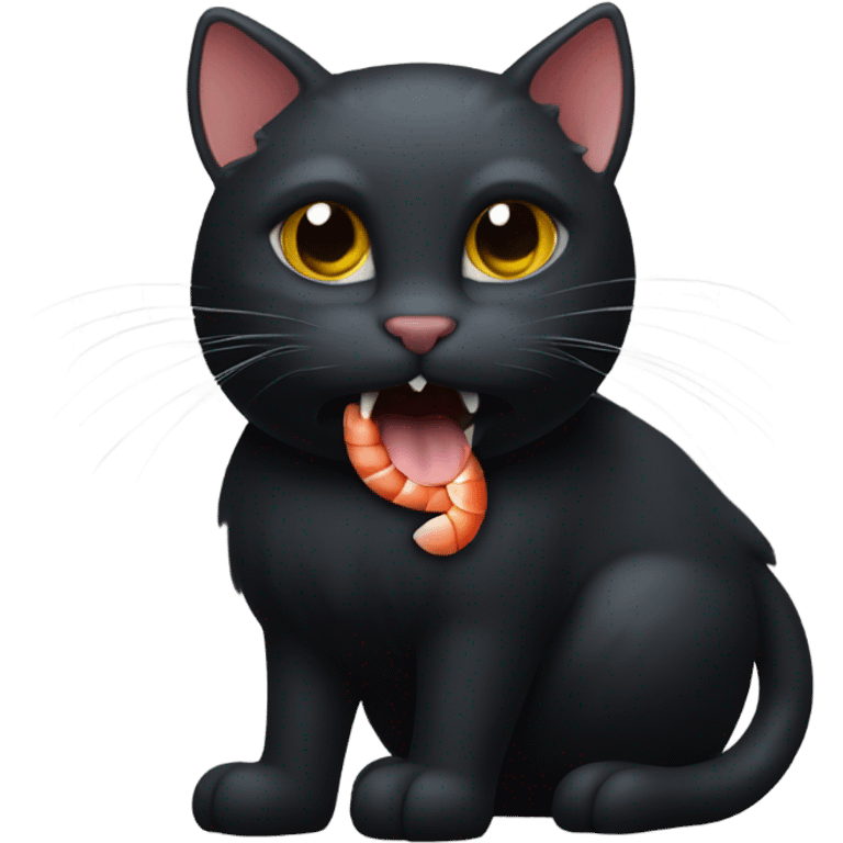 black cat as a shrimp emoji