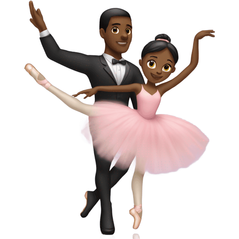 black male ballerina holding black femalw ballerina in the air emoji