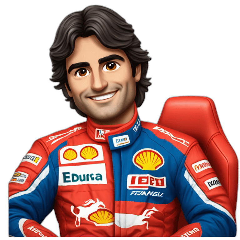 carlos sainz whit formuala one red ferrari suit emoji