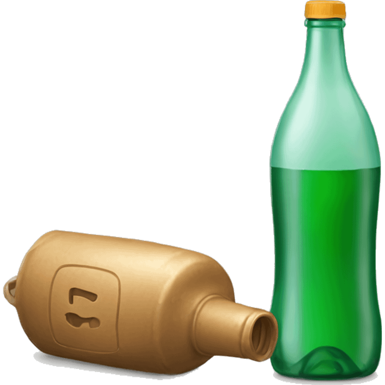 when the unconsumed bottle is lying, the cap from it is lying next to it emoji