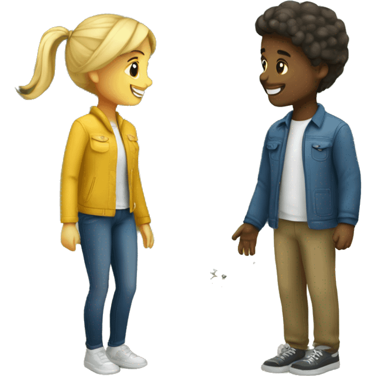 Girl and boy enjoying outdoors together proposal  emoji