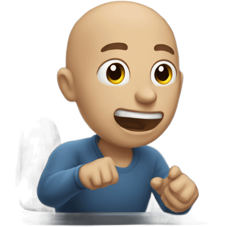 Bald guy throwing up out a truck window emoji