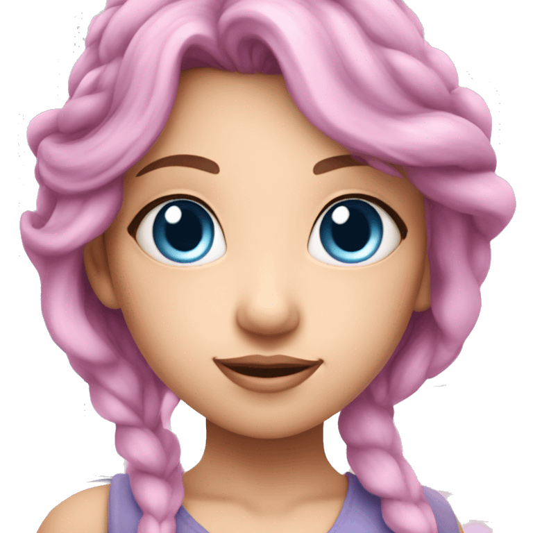 Fairy woman blue eyes pink hair lavender wings  emoji