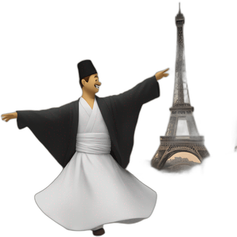 whirling dervish under eiffel tower  emoji